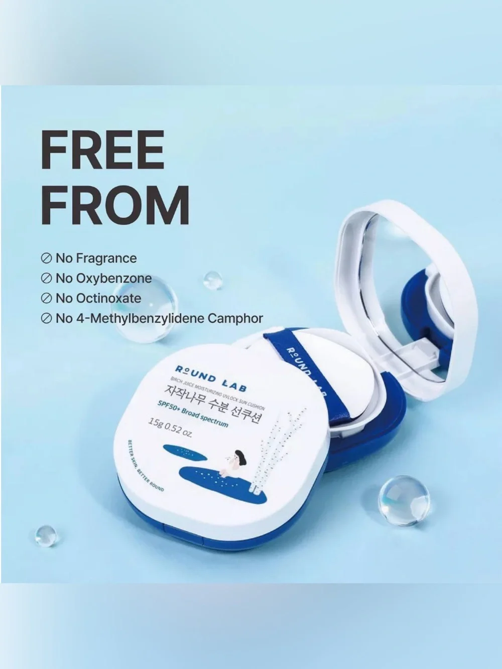 Birch Juice Moisturizing Sun Cushion SPF50+ - White and Blue